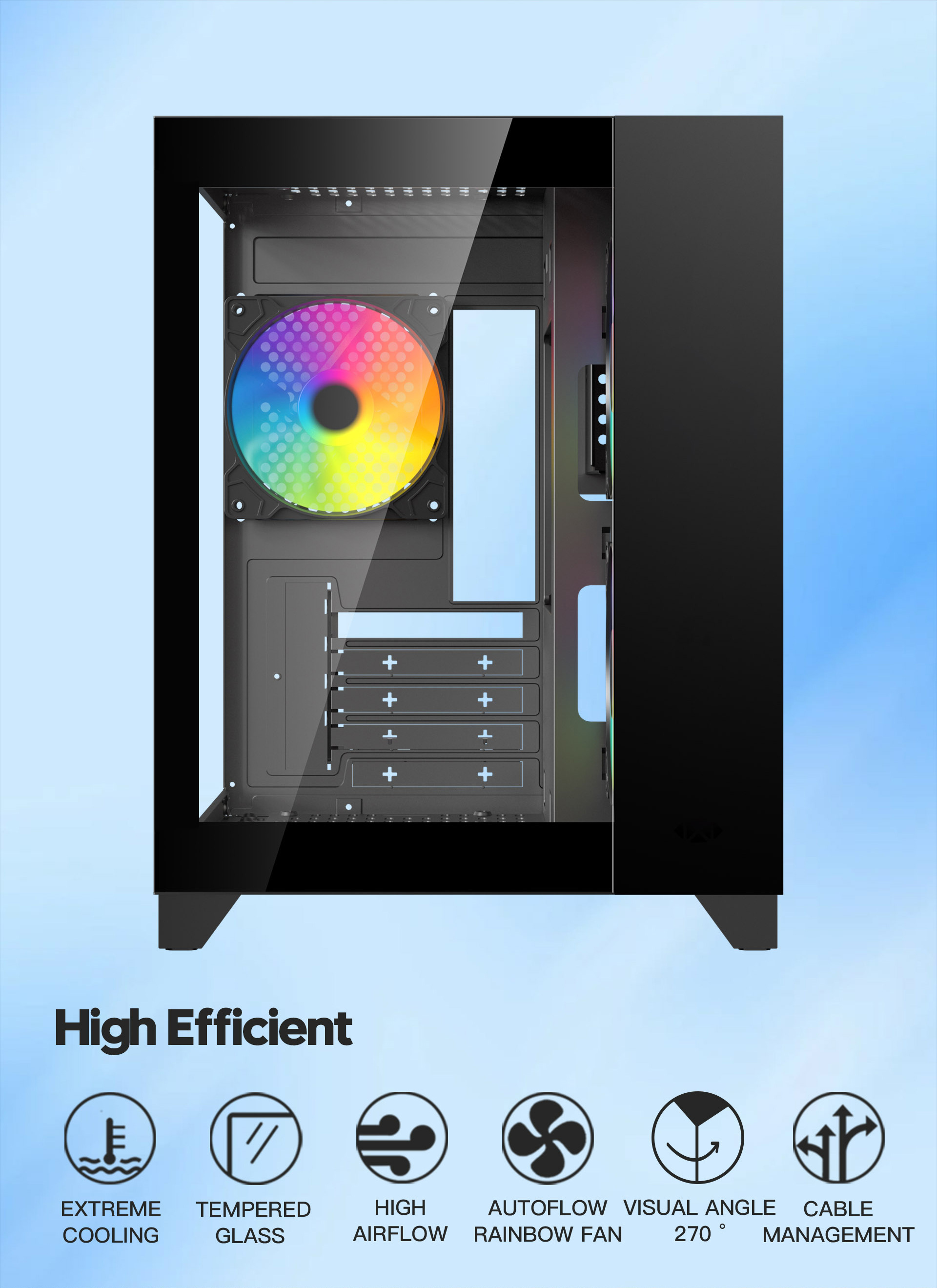 DIYPC ARGB-Q3.R2-BK Black USB3.0 /Type C Tempered Glass Micro ATX